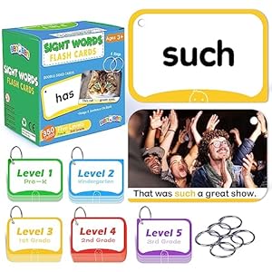BenBen Sight Words Flash Cards, 350 Dolch & Fry High Frequency Site Words for Pre-K, Kindergarten, 1st Grade, 2nd Grade, 3rd Grade, Educational Learning Cards Homeschool Supplies for Ages 3-9
