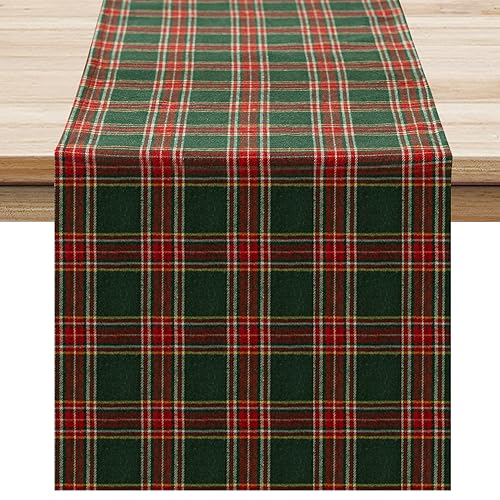 Softalker Christmas Checkered Tartan Table Runner...