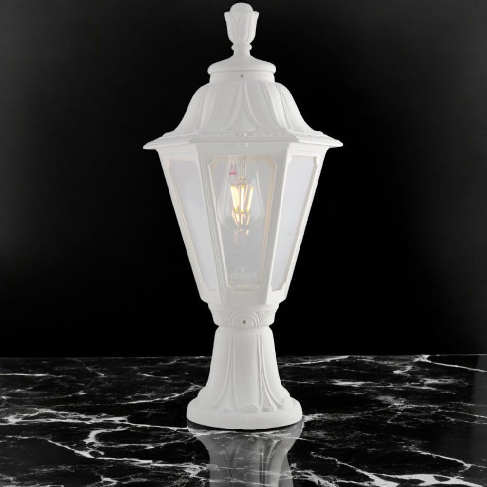 Traditional Lamp Post Garden Waterproof Lantern Lights(made in italy) Minilot Rut Fiber Lamp Post Lantern is Lifetime Anti Rust Guarantee With Bulb For Door,Fence,Garden,Patio,Landscape,Lighting.