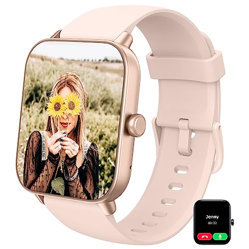 Loddery Smartwatch voor dames, met telefoonfunctie, 1,85 inch touchscreen, fitnesshorloge met Alexa, IP68 waterdicht, smartwatch, geïntegreerde stappenteller, hartslagmeter, berichtenberichten, 100+