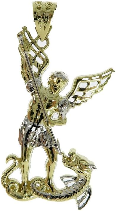IceLink 10K Yellow Gold Saint Michael 1.7 Inch Protection Hip Hop Charm Pendant