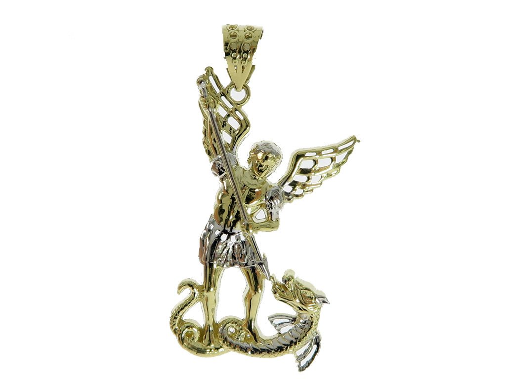 IceLink 10K Yellow Gold Saint Michael 1.7 Inch Protection Hip Hop Charm Pendant