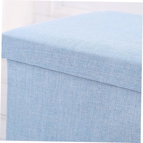 Tabouret de rangement pliant carré bleu en tissu robuste multifonction - 4
