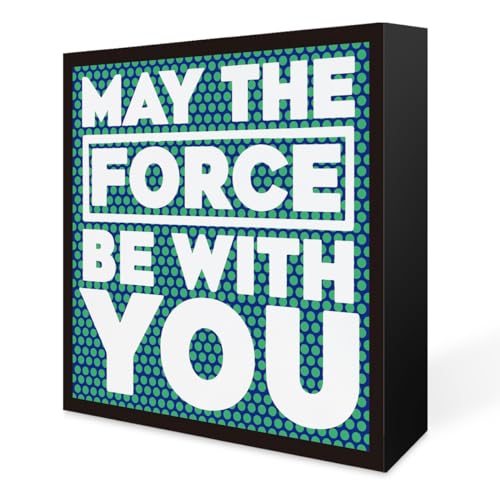 Image of Funny Office Decor May The Force BE with You Wooden Box Sign Home Office Desk Decor for Men Women, Office Shelf Cubicle Table Wall Decor Coworker HR Gifts for Boss 5 x 5 Inches
