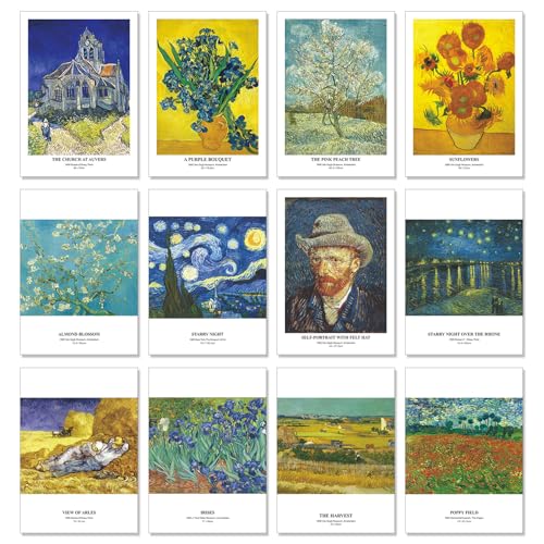 A ART·ZONE Van Gogh - Tarjetas de felicitación (30 tarjetas) 14 x 10 cm, juego de postales en blanco