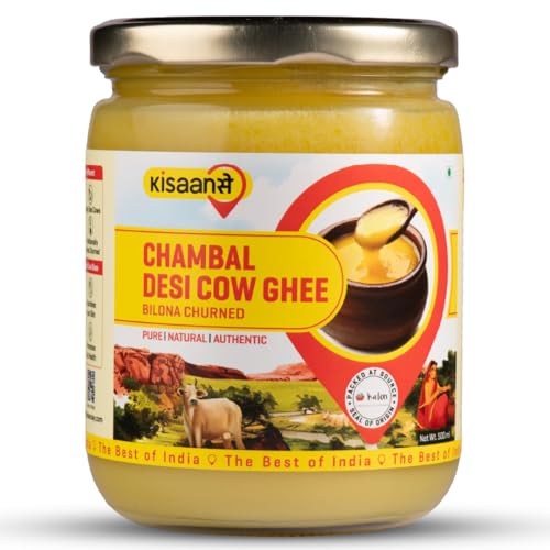 Image of KisaanSay Chambal Desi Cow Ghee 500ml | 100% Pure Desi Cow Ghee | Traditionally Bilona Churned | Promotes Gut & Heart Health | Immunity Booster | Rich in Nutrients | Vedic Method | Authentic Ghee