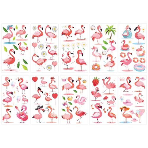 Rainway Lot de 10 feuilles de tatouages temporaires - Tatouages temporaires - Décoration de fête hawaïenne - Tatouages adhésifs pour homme et femme -...