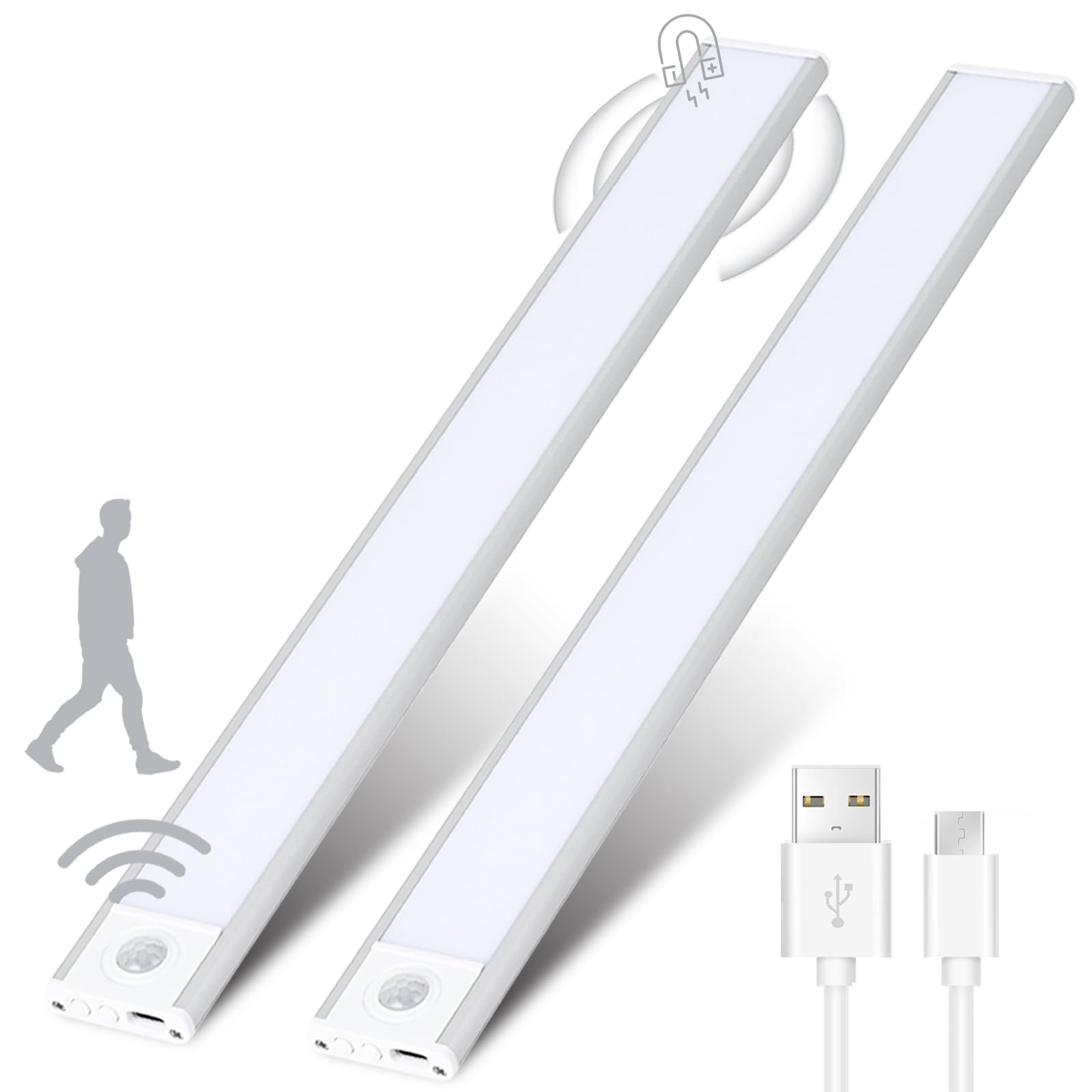 Luces Con Sensor De Movimiento Tolare - Pack De 3, Recargables USB-C, 2 Colores (cálido/frío), Para Armario, Escaleras O Pasillo