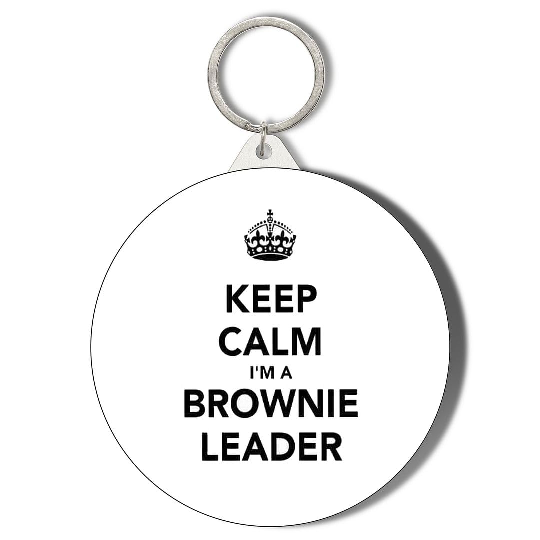 Gift Insanity White Keep Calm I'm A Brownie Leader Blue 45Mm Short Chain Mirror Keyring