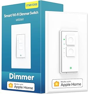 Meross Smart Dimmer Switch Single Pole Supports Apple HomeKit, Alexa Google Assistant & SmartThings, 2.4GHz WiFi Light Switch for Dimmable LED, Neutral Wire Required, Remote Control Schedule, 1 Pack