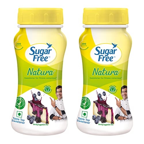 Sugar Free Natura, 100g, Jar (Pack of 2) | Equivalent to Sweetness from 1Kg Sugar |100% Safe| Scientifically Proven & Tested|Sweet like Sugar but with zero calories| Sugar Free Natura, 100g, Jar (Pack of 2) | Equivalent to Sweetness from 1Kg Sugar |100% Safe| Scientifically Proven & Tested|Sweet like Sugar but with zero calories|