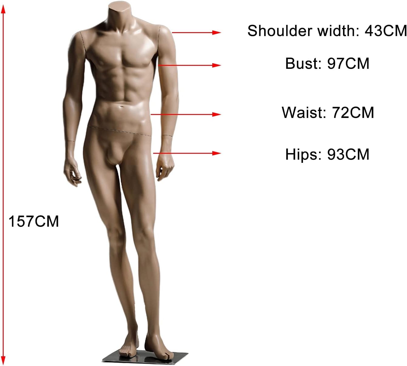 Male Mannequin Full Body Without, Frp Model Display Torso, Realistic Retail Mannequins, Dressmaking Mannequin for Cloakroom/Clothing Store, Skin Color