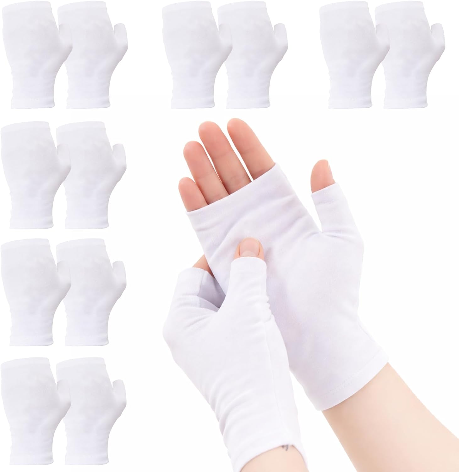 6 Pairs Moisturizing Gloves Overnight, Cotton Gloves for Dry Hands Sleeping, Eczema Gloves Protect Your Fingers from Dryness, Lotion Gloves Overnight for Women, Cotton Fingerless Gloves(Black)