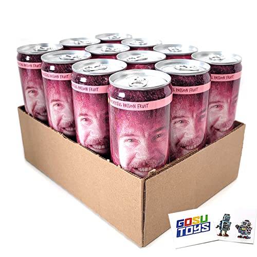 Bob Ross The Joy of Calm Peaceful Passion Fruit Calming Sparkling Beverage with 2 Gosutoys Stickers… (12 Pack)