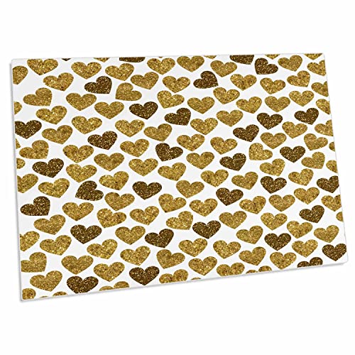 3dRose Love-Gold Glitter Sparkling Shine Hearts On White - Desk Pad Place Mats (dpd-266927-1)