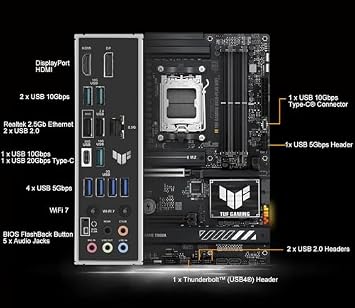 Micro Center CPU Motherboard Memory Combo: AMD Ryzen 7 9800X3D CPU Processor with ASUS TUF Gaming B850-PLUS WiFi AM5 ATX Motherboard and KLEVV CRAS V RGB DDR5 32GB (2x16GB) 6000MHz Ram Memory Black