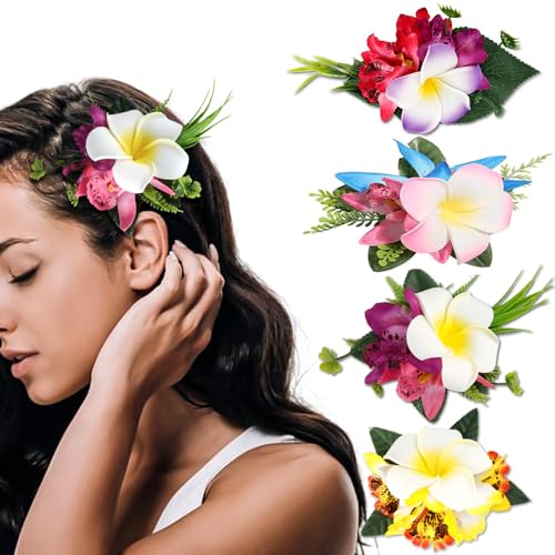Accesorios para el cabello flores hawaianas Ahoney 4 piezas miniatura 1
