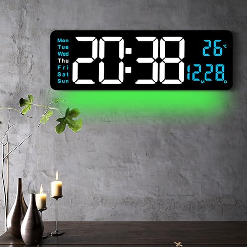 Horloge murale numérique avec télécommande pour salon et bureau