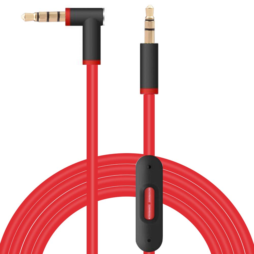 XivipReplacement Audio Cable Cord Wire with in-line Microphone and Control Compatible with Solo 2 Solo 3, Studio 3, Pro, Detox, Wireless, Mixr, Executive, Pill Headphones (4.6 FT, Red)