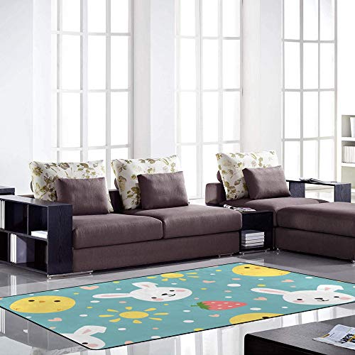 Tapis enfant facile à nettoyer 203x147 cm lapin mignon Ruchen