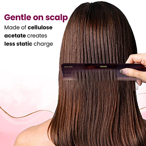 AGARO Hand Made Comb, All Fine Tooth Dressing Comb, Smooth Rounded Teeth, Hair Styling, Grooming, Hair Brushing, Hair Dressing, Cellulose Acetate... - Image 4