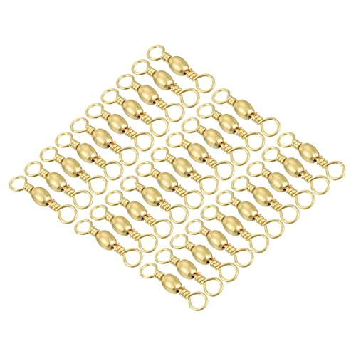 PATIKIL Fishing Barrel Swivel, 30Pcs 94lb Carbon Steel Solid Ring Terminal Tackle, Golden, Black