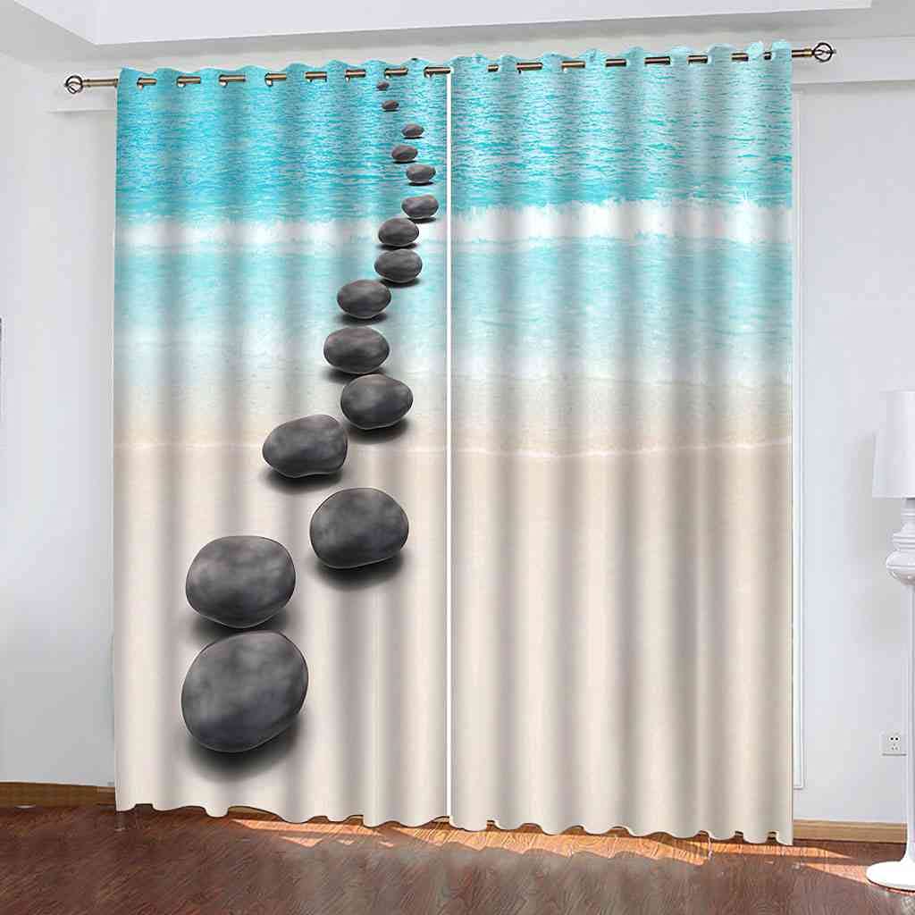 Rideaux à oeillets occultants 300x270 cm style galets pour sublimer la chambre des enfants