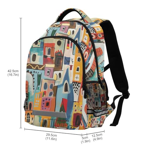 -style Colorful Buildings backpacks for kids with chest clip bookbags for student mochila para ni?a3