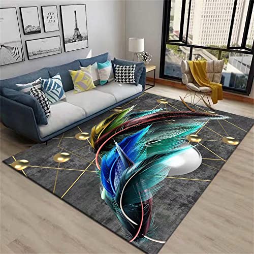 Tapis modèle de plume abstrait multicolore pour une décoration moderne