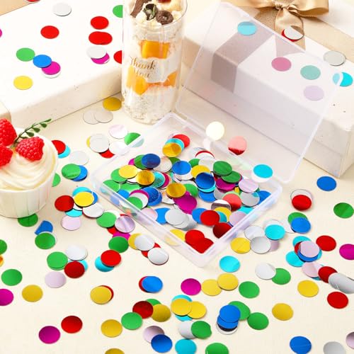 image for MARFOREVER Multicolor Foil Confetti, Glitter Round Confetti Rainbow Ci