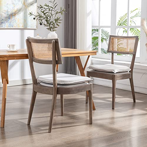 Zhenghao Farmhouse Dining Chairs Set Of 2, French Country Rattan Cane Back Kitchen Chairs Upholstered Comfy Chairs Retro Chairs With Wood Legs For Dining Room/Living Room, Green #TOP6
