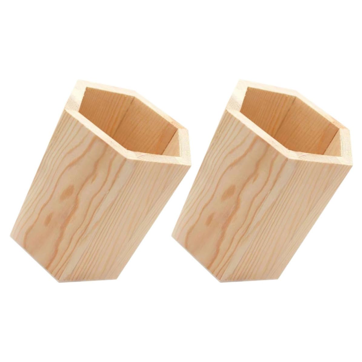 GALPADA 8 Piezas Portalápices de Madera Geométrico para Escritorio,