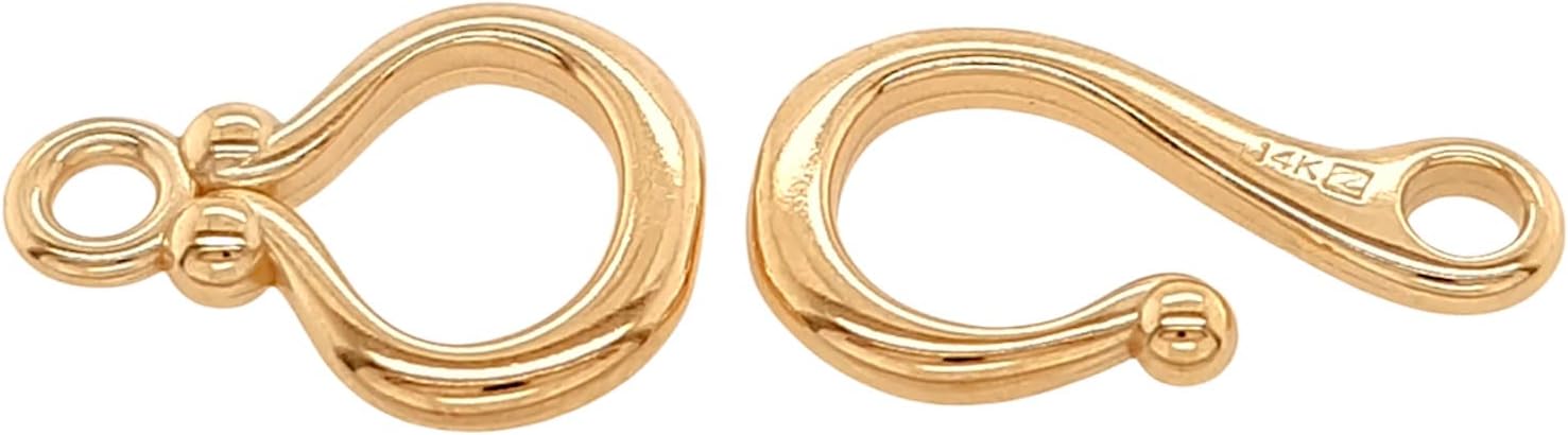 21MM 14K Solid Yellow Gold Ball-End Hook & Eye Clasp with Bead Details and Ball End Made in USA by CRAFT WIRE