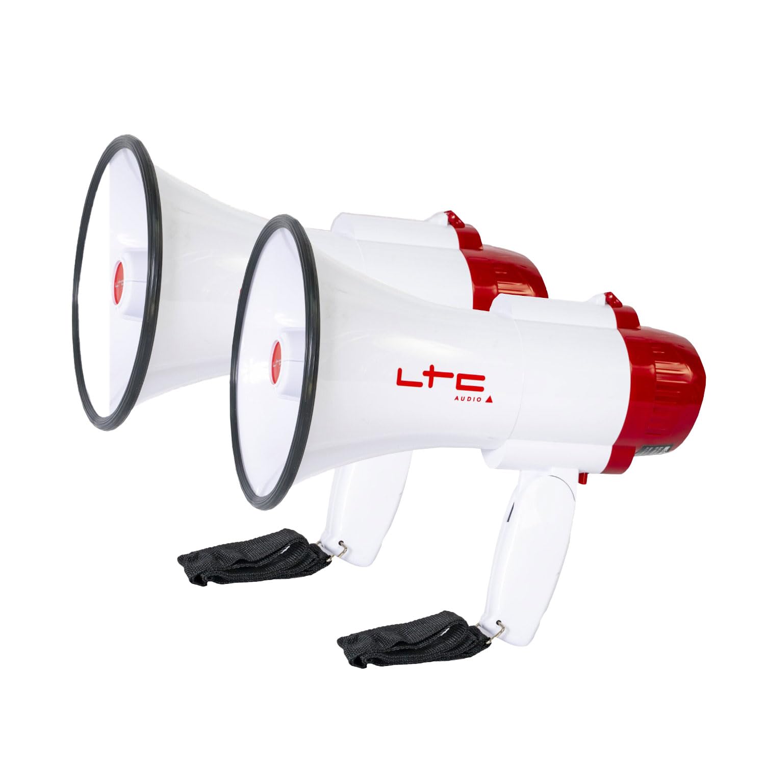 LTC - 2 megáfonos, recargables, 20 W, MEGA20 W, alcance 250 m. Altavoz compatible con eventos, fiestas, noche, deportes