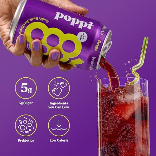 Image of Poppi Prebiotic Soda, Grape, 12 Oz, 12 Pack