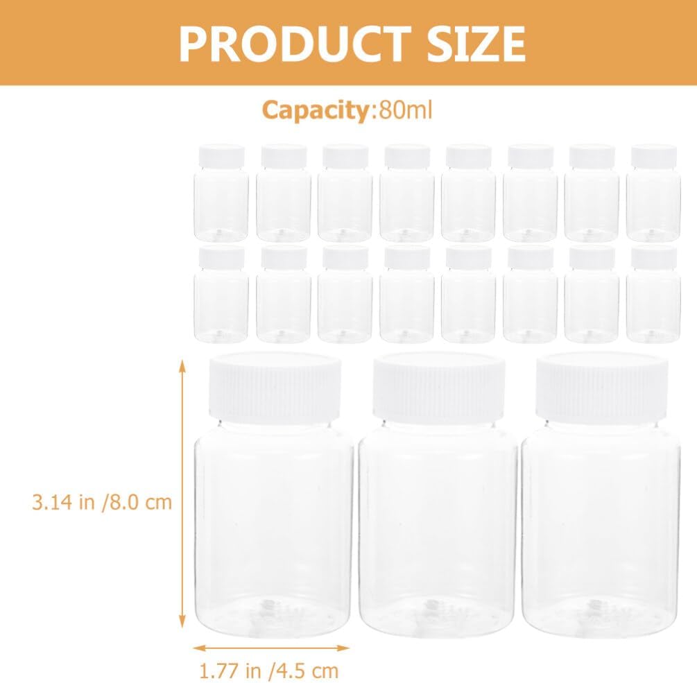 Kichvoe 40 Pack Clear Plastic Dispensing Bottles 3.14X1.77In Small Portable Pill Organizers Travel Medicine Containers for Camping Hiking Outdoor