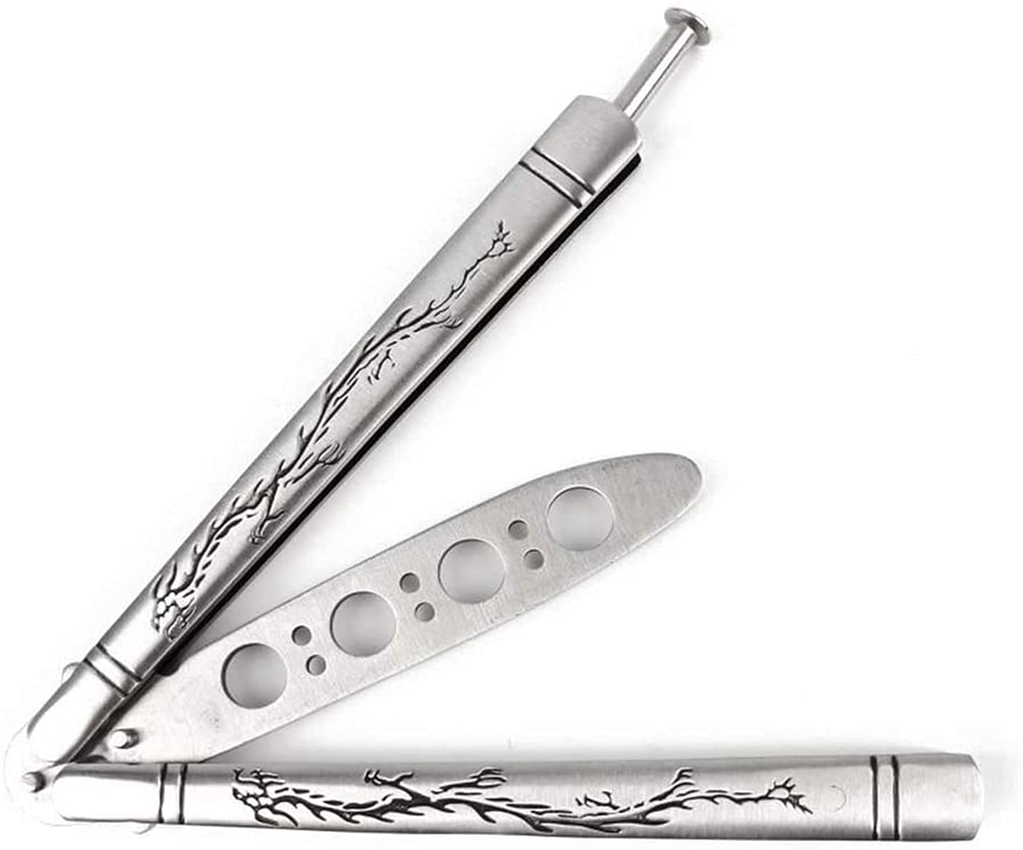 Buy SKEIDO Practice Butterfly Knife, Full Stainless Steel Black Dragon Dull Balisong Trainer