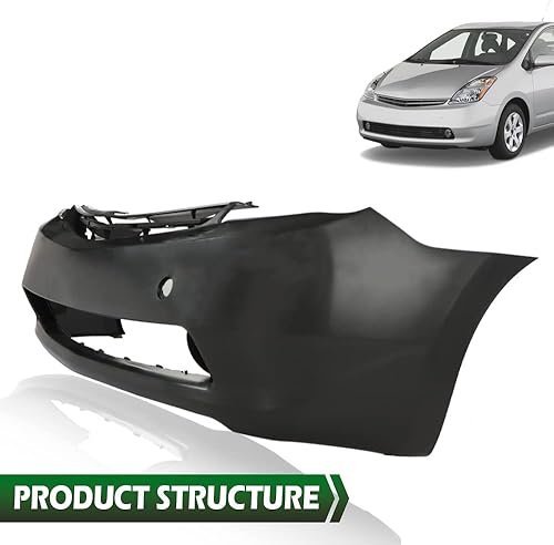 Miniatura 2 de GRAND ORANGE Cubierta de parachoques delantero compatible con Toyota Prius 2004 2005 2006 2007 2008 2009 cubierta de parachoques de plástico negro