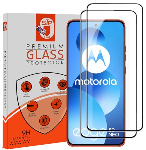 Image of STP FEEL Premium HD+ Tempered Glass Screen Protector Guard Compatible For Moto Edge 50 Neo 5G (6.4 Inch, Pack of 2) | Edge to Edge Coverage With Easy to installation kit for Smartphone