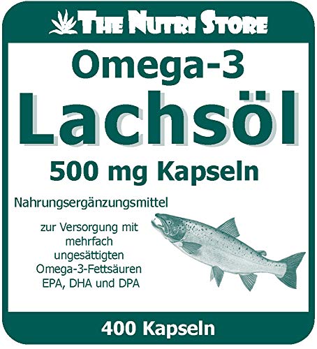 Omega-3 Lachsöl 500 mg Kapseln 400 Stk. - Zur Versorgung mit mehrfach ungesättigten Omega-3-Fettsäuren EPA, DHA und DPA