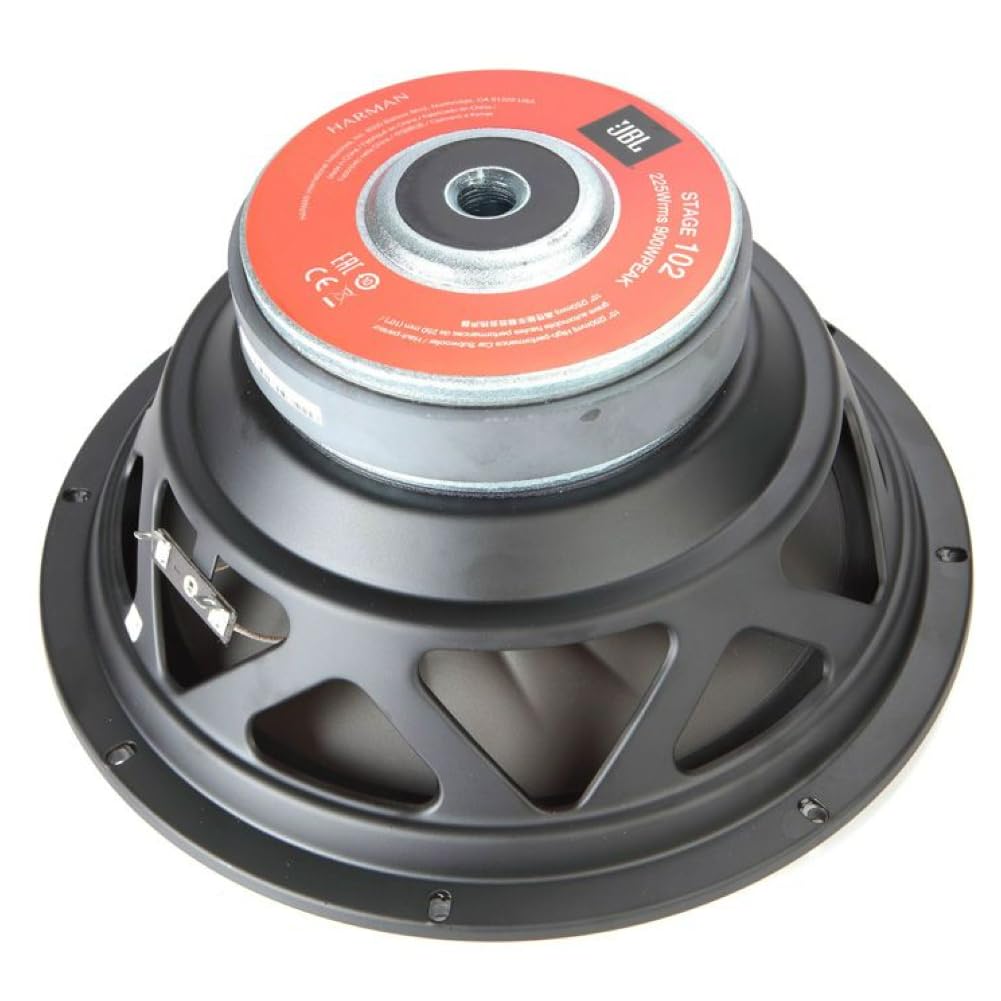 Kit Set para JBL Stage 102, 1 subwoofer de 25 cm 250 mm 10", Bobina Simple de 4 ohmios, 225 vatios RMS y 900 vatios máx, para maleteros, 1 Unidad + Conector faston Incluido
