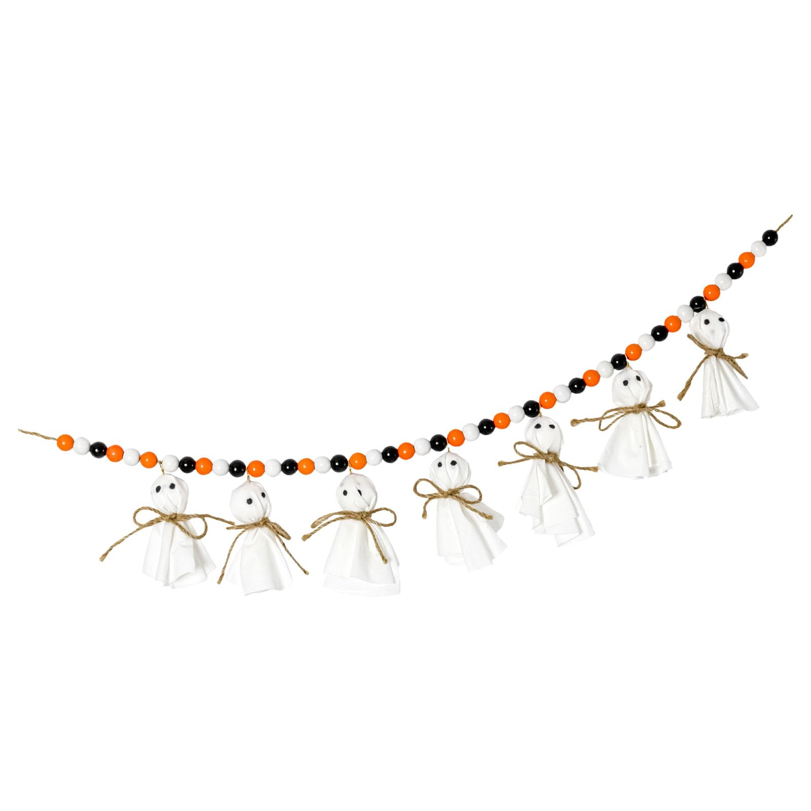 Nucelit Festival Halloween Specter String Decoration From Natural Rope and Wood for Wall Display Ornament Halloween Specter Wall Hanging with Rope and Wood Beads