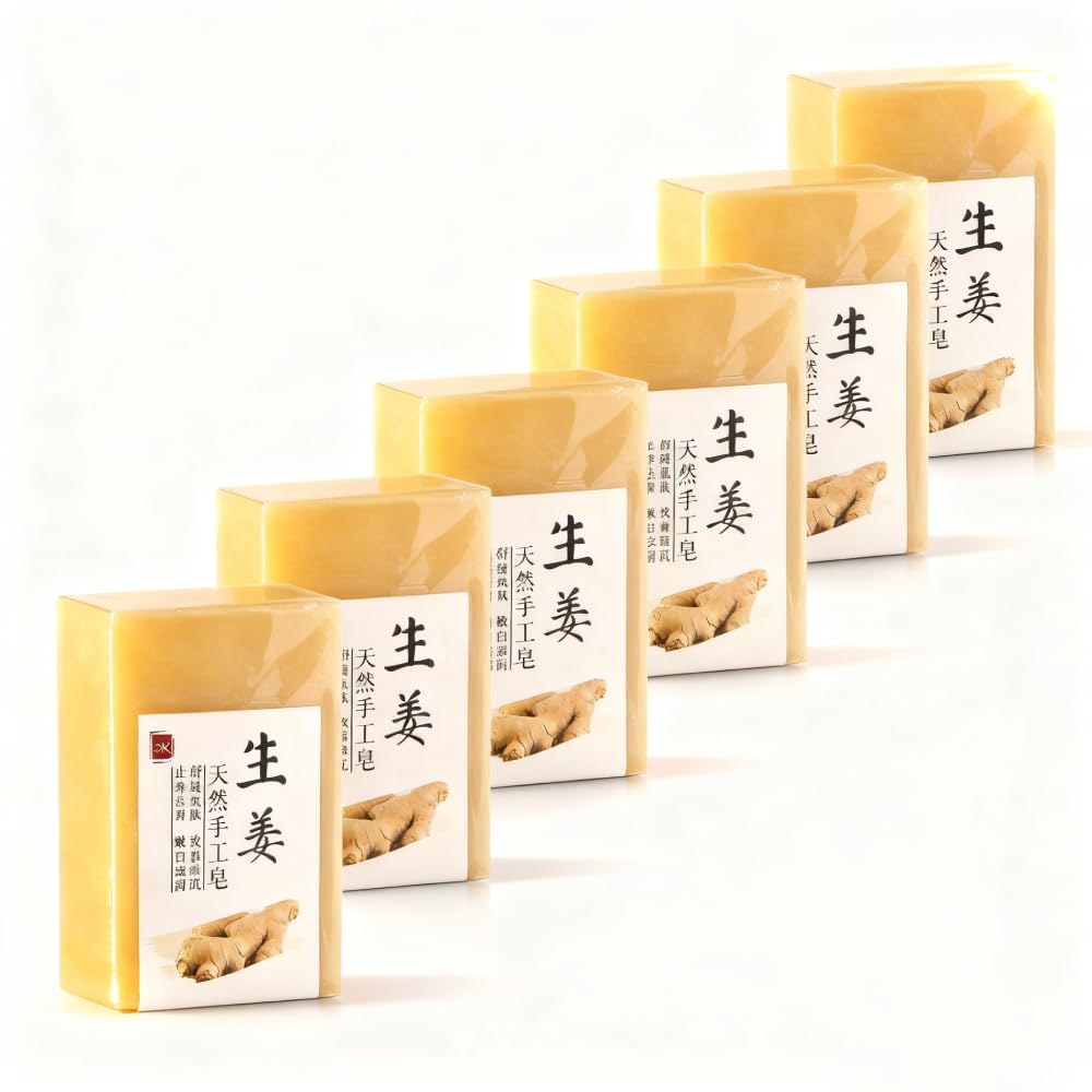 Ginger Handmade Soap 3 53 oz 100g Bar Pack of 6-3-in-1 Body Hand and Face Cleanser for Clean