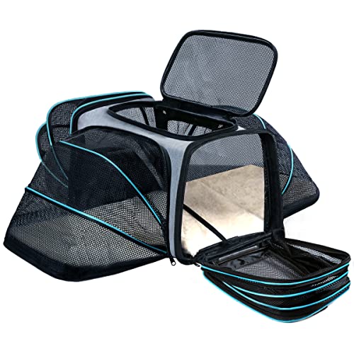 Cat/Dog Airline Approved Expandable Pet Carrier for Small Pets – Removable Pad, Pockets, TSA Compliant