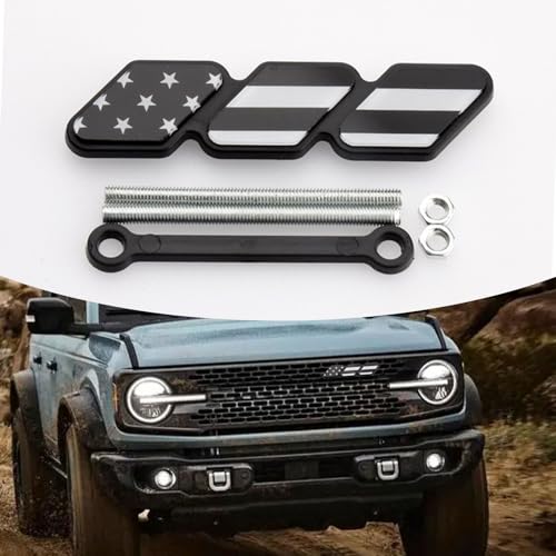 Image of 1 PC Car Slotted Grille Decorative Label, 4.72 inch x 0.98 inch Thickened ABS Sports Style Center Grille Three-color Label, Personalized Accessory, for Toyota Tacoma 4Runner (Black #American Flag)