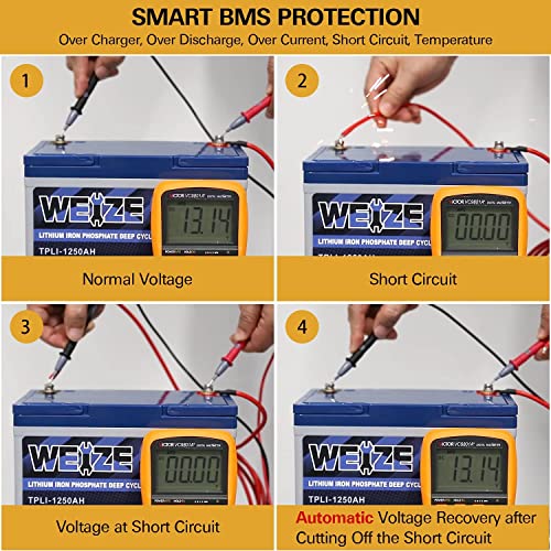 Image of Weize 12V 100Ah TM LiFePO4 Battery Group 31, 120A BMS Low-Temp Protection Deep Cycle Lithium Battery 500A /3S Peak Discharge for Trolling Motor, RV, Solar, Marine