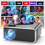 FUDONI Projector with WiFi and Bluetooth 4K Supported, Upgraded Outdoor Movie Projector Native 1080P 12000L,Portable Video Projector for Home Theater,Compatible w/HDMI/USB/iOS/Android/Windows/TV Stick