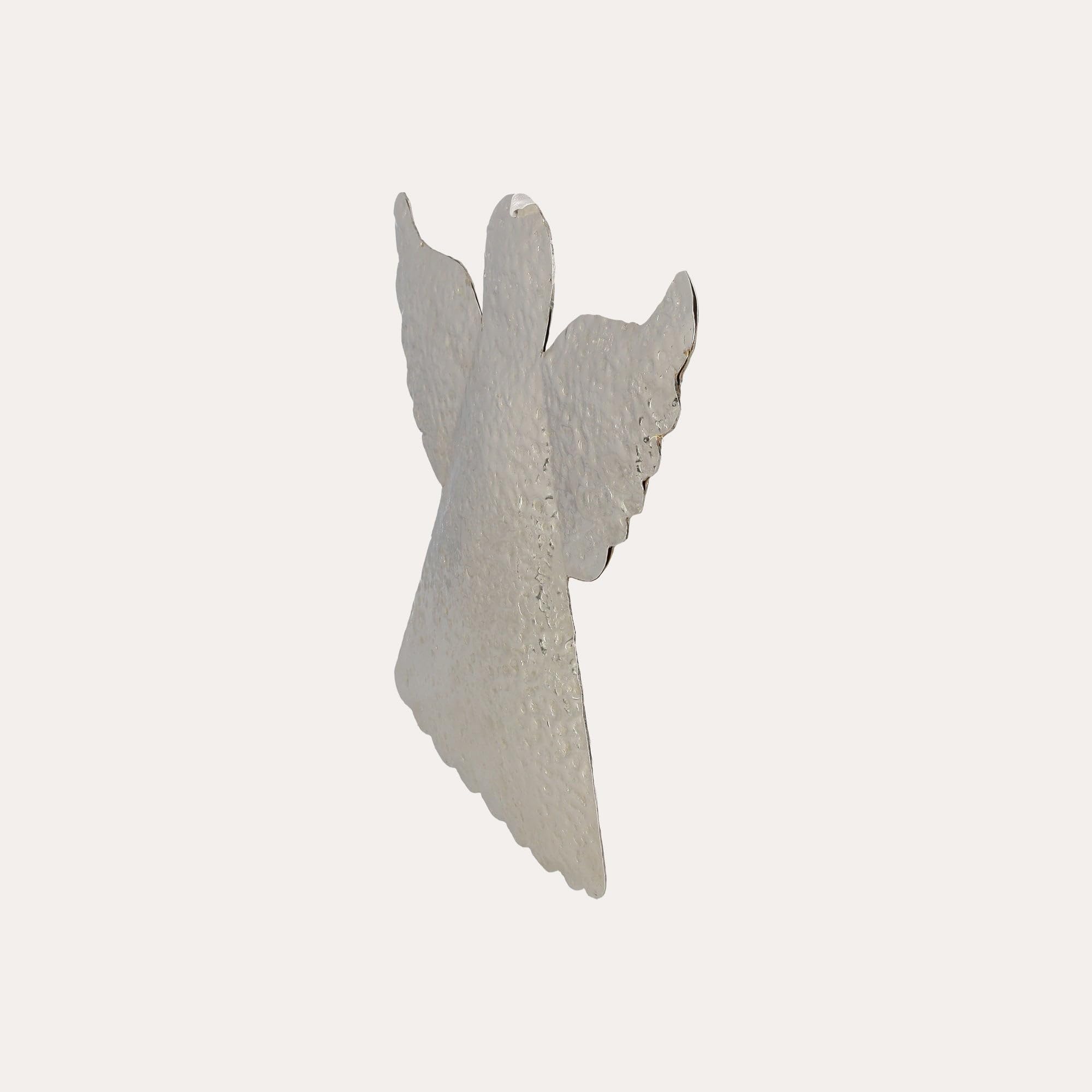 Keyhomestore -Ozdoba bożonarodzeniowa w kształcie anioła, wykonana z metalu, kolor srebrny, błyszczący z zawieszką o wysokości 23 cm, idealna dekoracja choinkowa