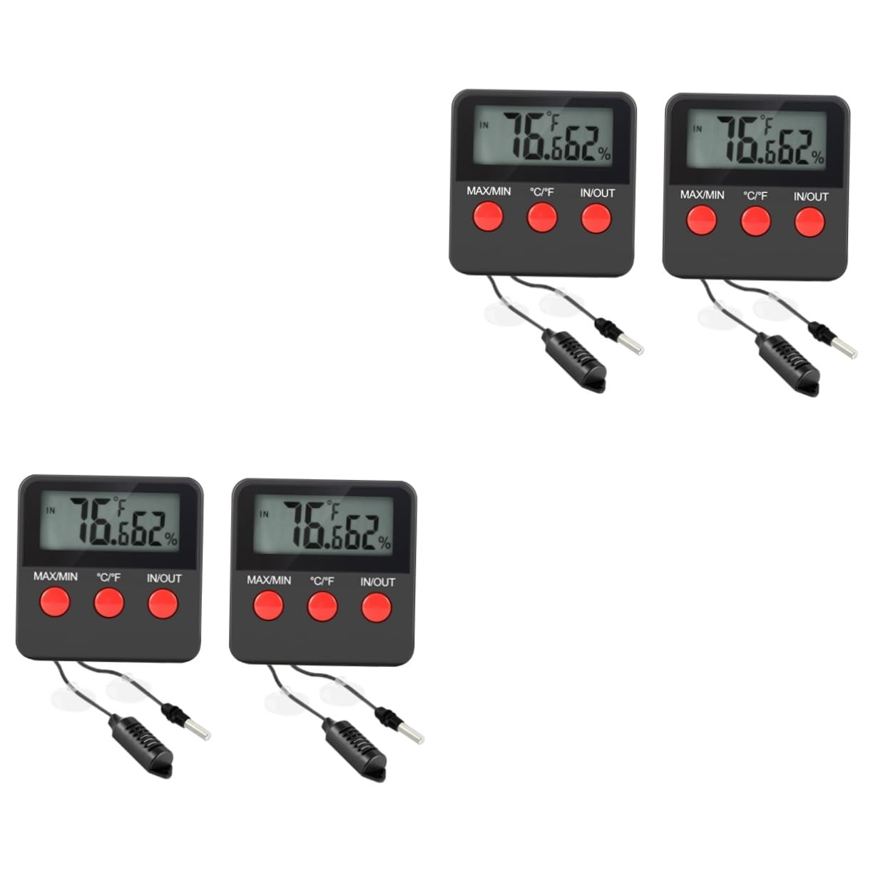 VANZACK 4juegos Digital y Higrometro De Reptiles Medidor De Temperatura y Humedad Para Terrarios y Hueveras Pantalla y Números Claros Sin Baterías