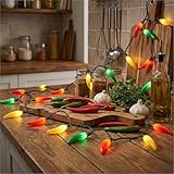 13.6Ft Multicolor Chili Pepper String Lights, 35 LED Red Green Yellow Jalapeno Lights, Plug-in Decorative Lights, Waterproof for Cinco de Mayo, Mexican Fiesta, Home Patio Party Christmas Tree Decor